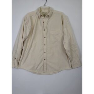 Eddie Bauer Men's Corduroy Button Down Shirt Long Sleeve Beige Large